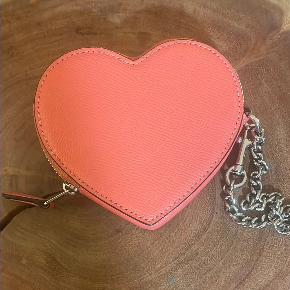 Coach Coral Heart Coin Purse with Metal Studs - Picture 5 of 8